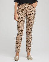 Chico's Leopard Girlfriend Slim Ankle Jeans CARAMEL APPLE