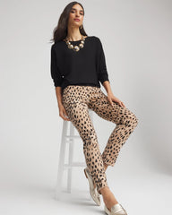 Chico's Leopard Girlfriend Slim Ankle Jeans CARAMEL APPLE