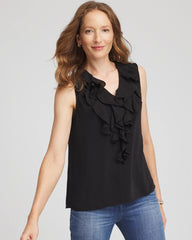 Chico's Satin Ruffle Tank BLACK