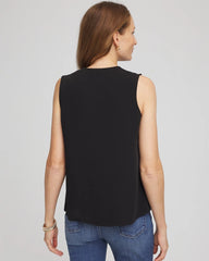 Chico's Satin Ruffle Tank BLACK
