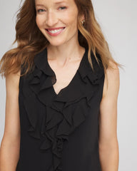 Chico's Satin Ruffle Tank BLACK
