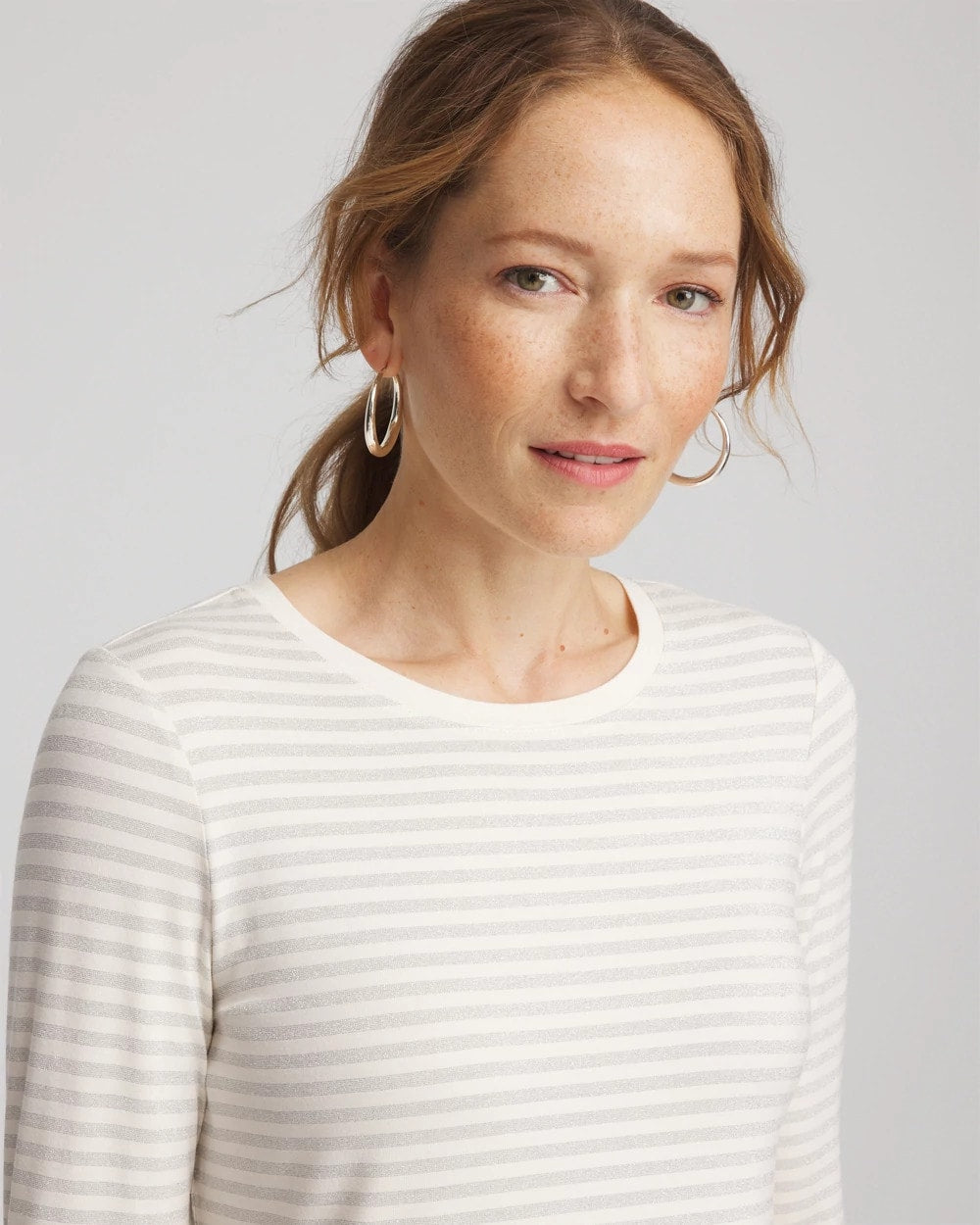 Chico's Metallic Layering Tee ENGLISH CREAM