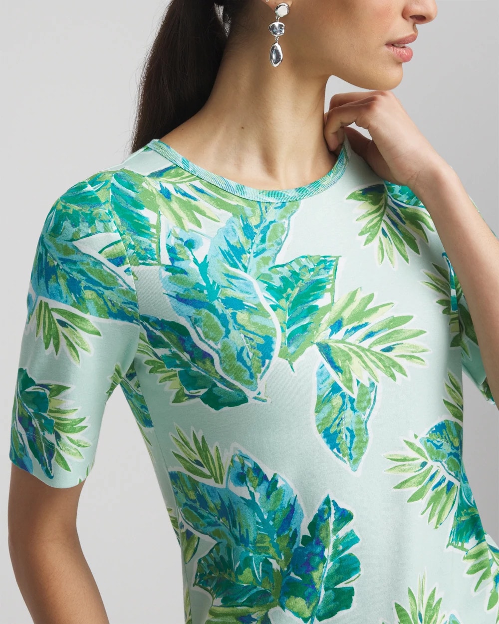 Chico's Pima Short Sleeve Everyday Tee TEAL WATERS