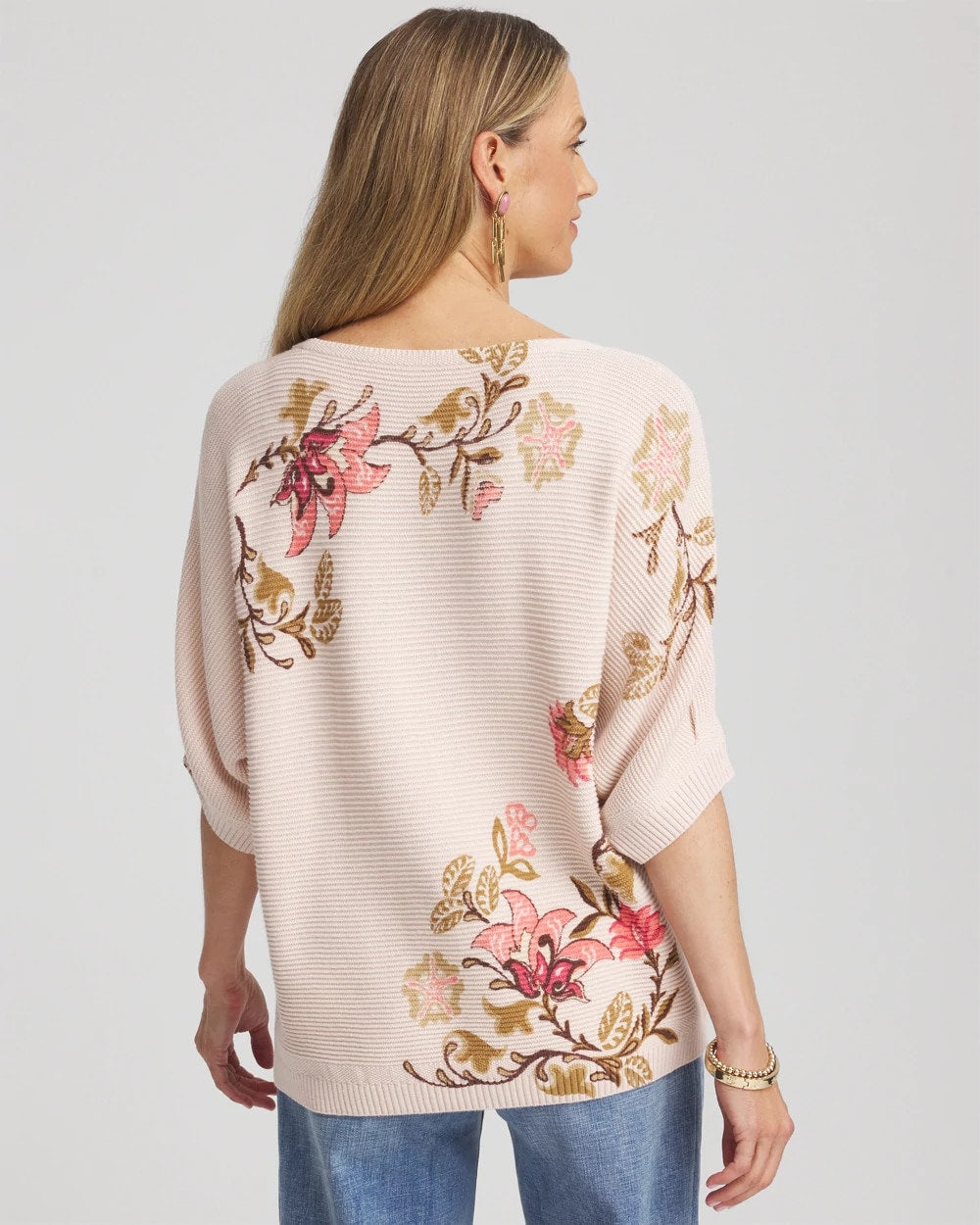 Chico's Ribbed Combed Cotton Sweater MULTI