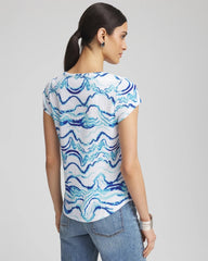 Chico's Ocean Waves Cap Sleeve Dolman Tee ALABASTER