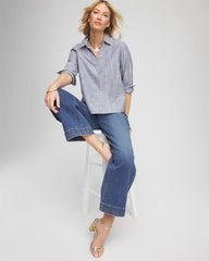 Chico's Striped Soft Denim Popover INDIGO
