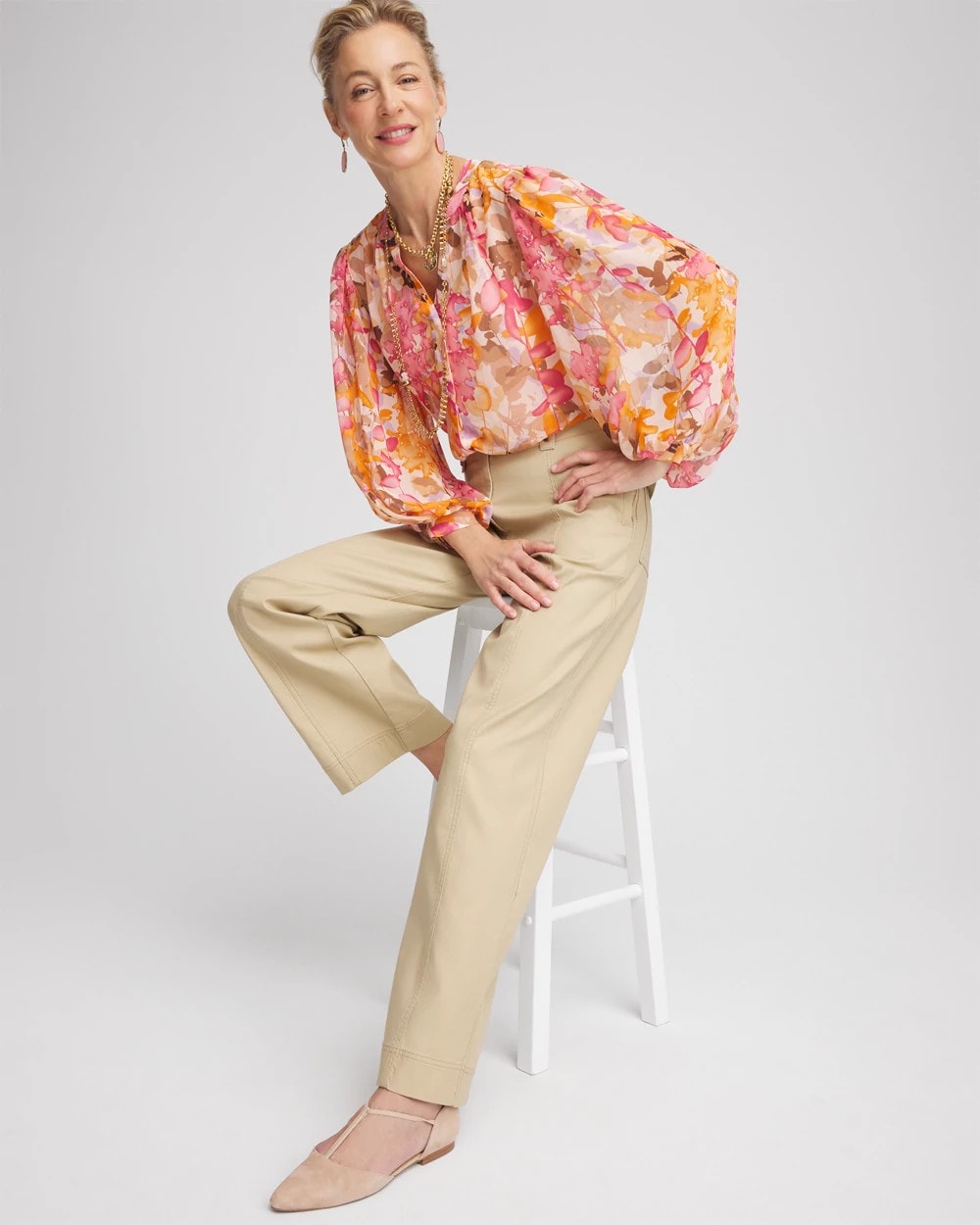 Chico's Split-Neck Blouse SUNSET DUNES