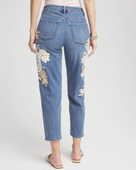 Chico's Embellished Tapered Cropped Jean ALICANTE INDIGO