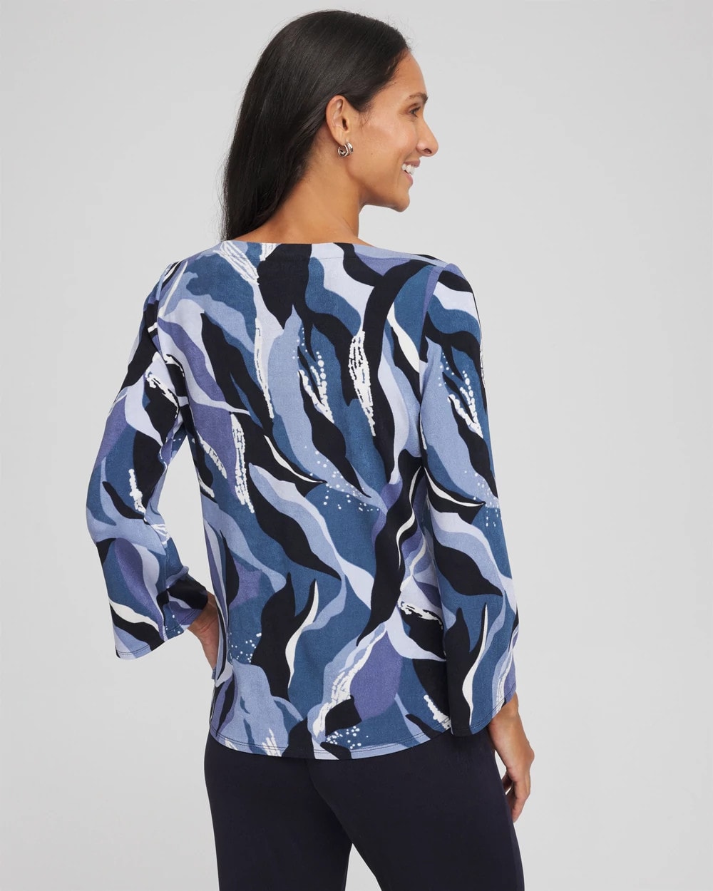 Chico's Travelers™ Wave Straight Neck Tunic TRAVELERS INDIA INK