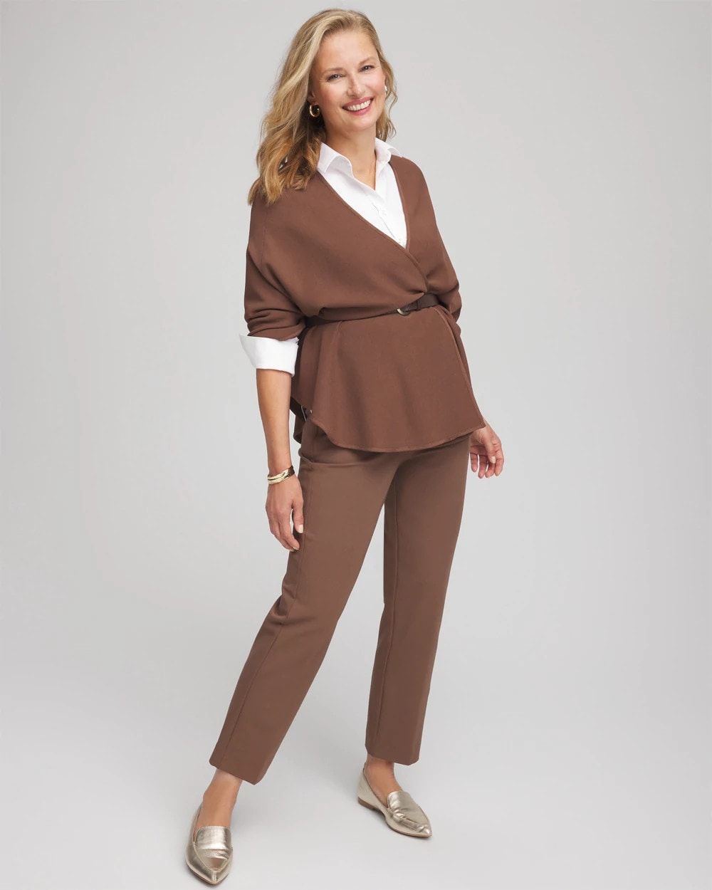 Chico's Lightweight Juliet Straight Ankle Pants DRIED MUSHROOM