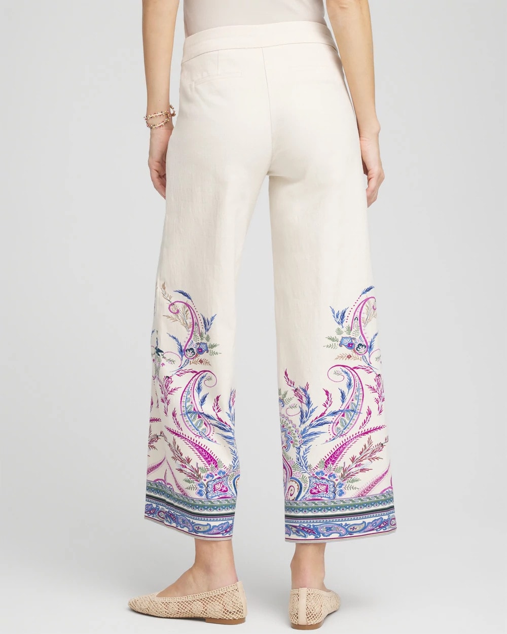 Chico's Brigitte™ Paisley Wide-Leg Cropped Pants VANILLA CREAM