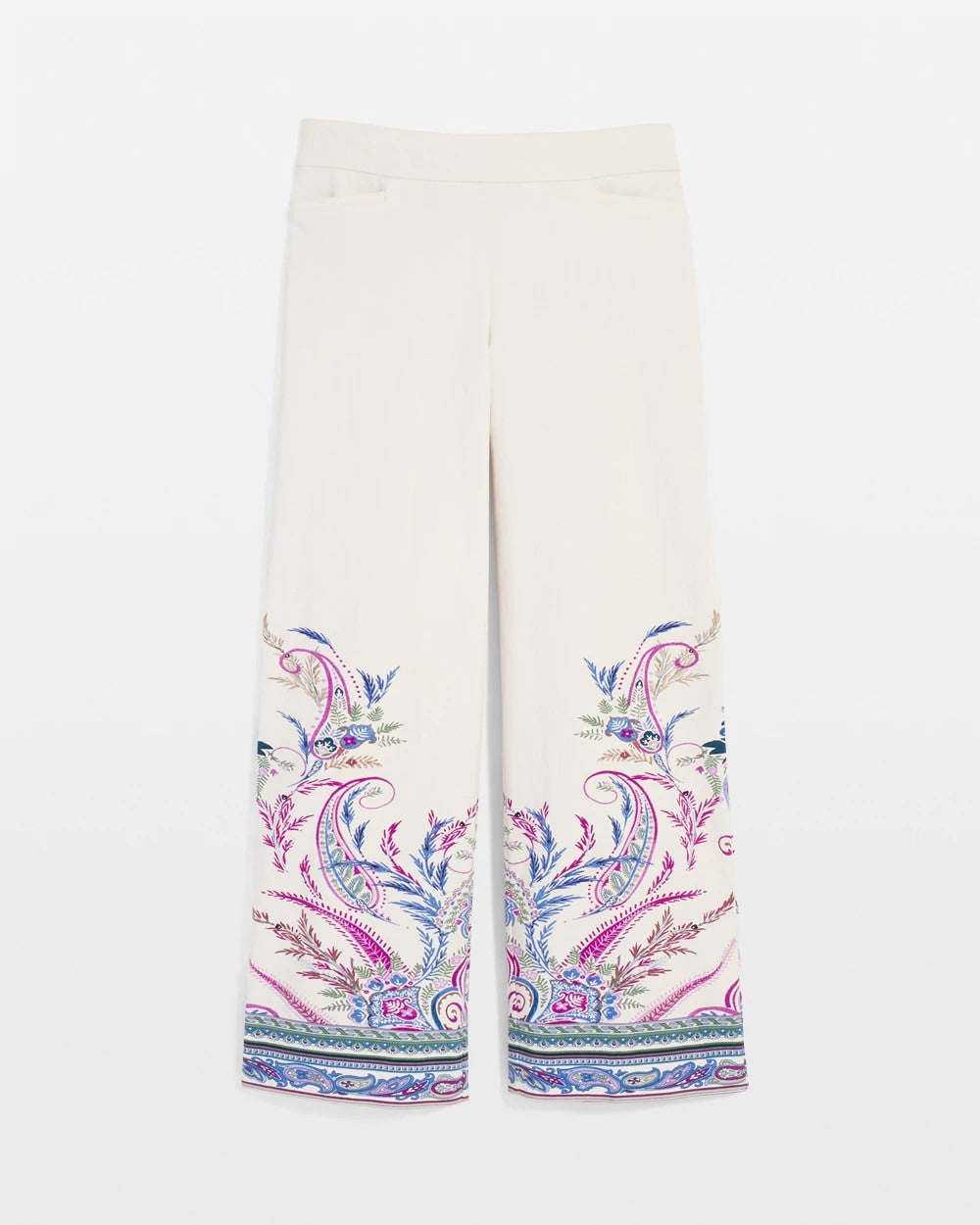 Chico's Brigitte™ Paisley Wide-Leg Cropped Pants VANILLA CREAM