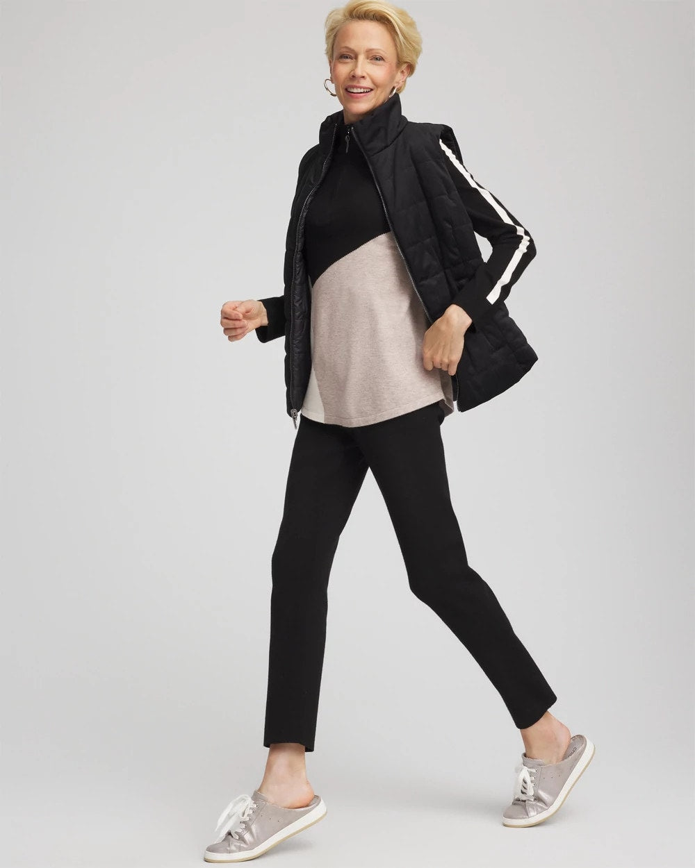 Chico's Zenergy® Luxe Colorblock Half-Zip Pullover SOFT TAUPE HEATHER