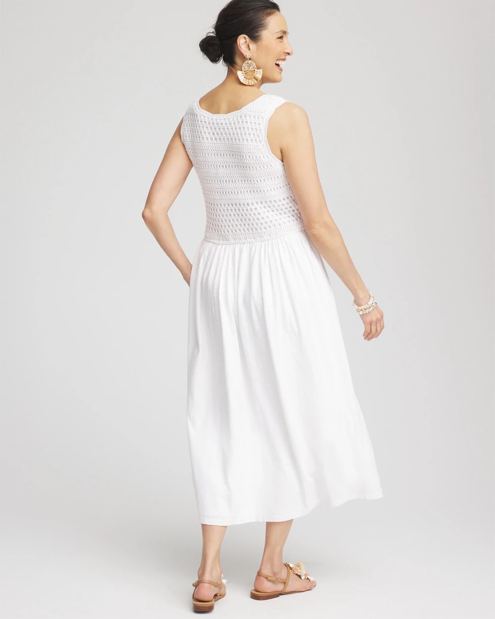 Chico's Crochet-Bodice Maxi Dress ALABASTER