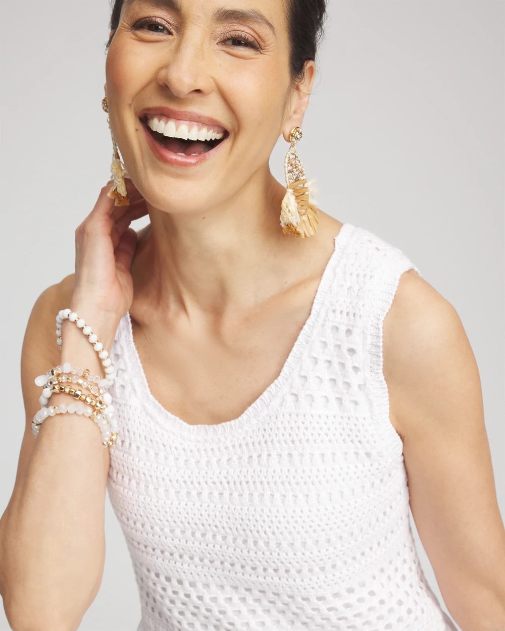 Chico's Crochet-Bodice Maxi Dress ALABASTER
