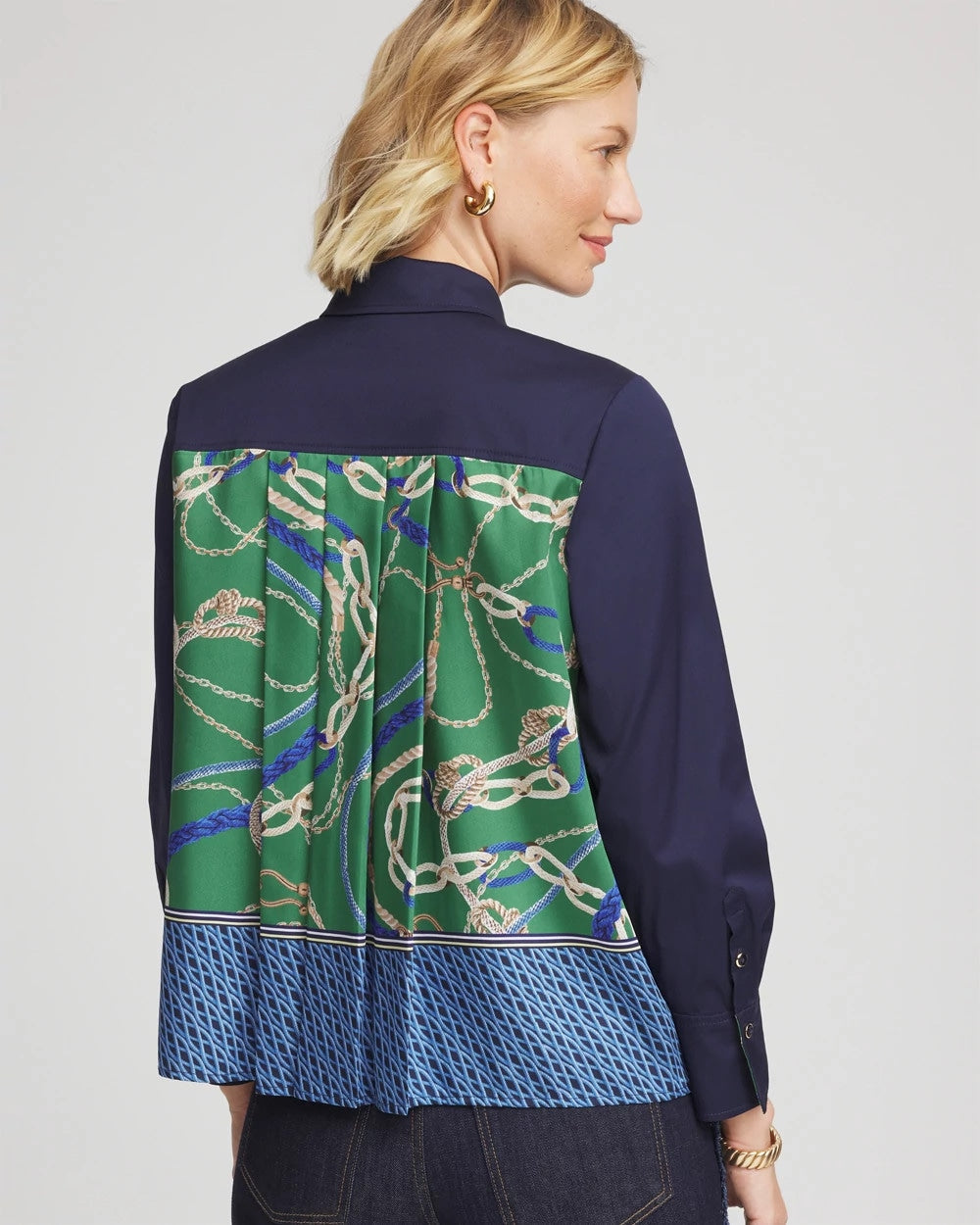 Chico's Rope Status Nautical Shirt PASSPORT BLUE