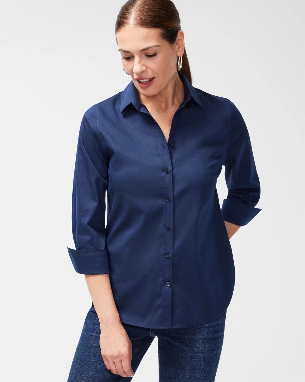 Chico's No Iron™ Stretch Shirt CLASSIC NAVY