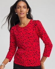 Chico's Lover Girl Button Heart Tee LOVE LETTER RED