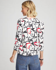 Chico's Love Brush Button Heart Tee BLACK