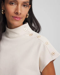 Chico's Ottoman Cap Sleeve Tee WHITE TRUFFLE