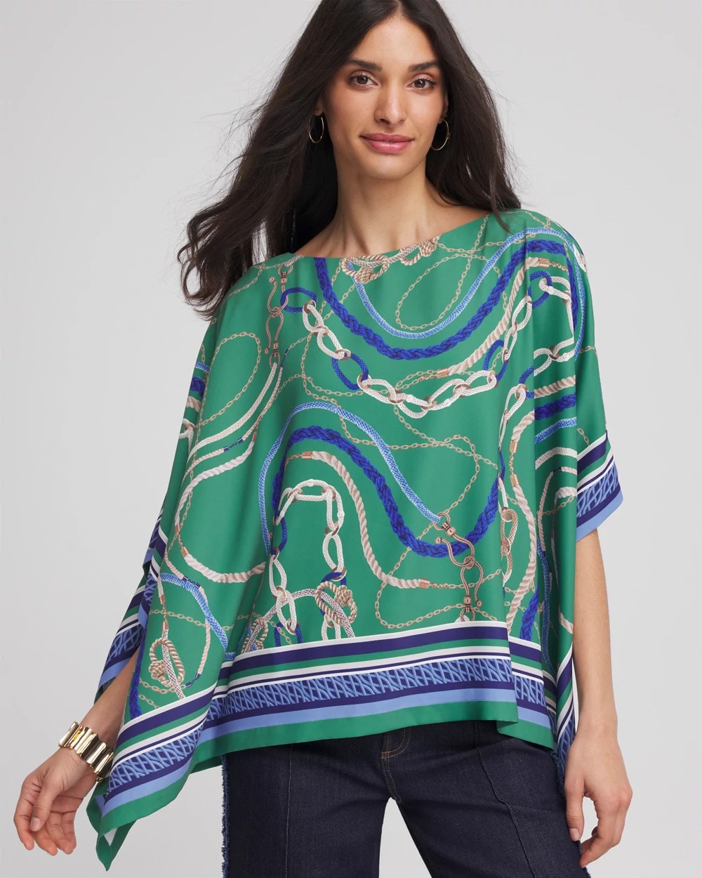 Chico's Rope Relic Poncho JARDIN GREEN