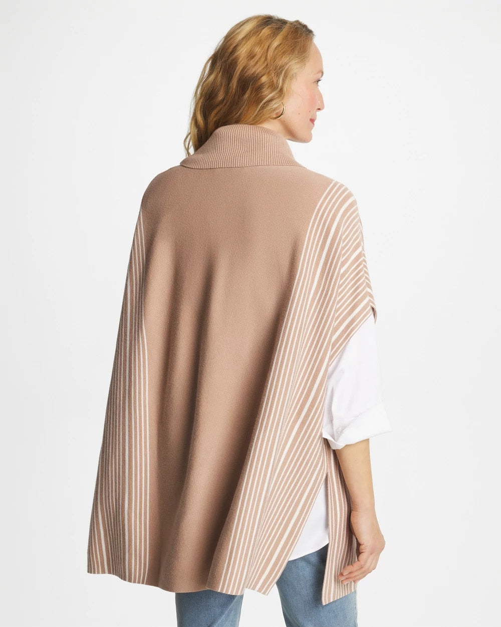 Chico's Turtleneck Sweater Poncho VANILLA CHAI