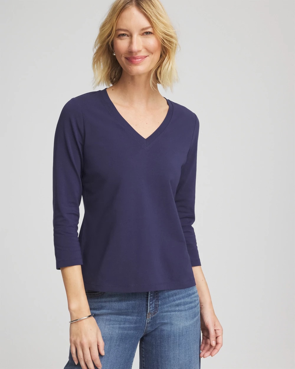 Chico's 3/4 Sleeve Perfect Tee PASSPORT BLUE