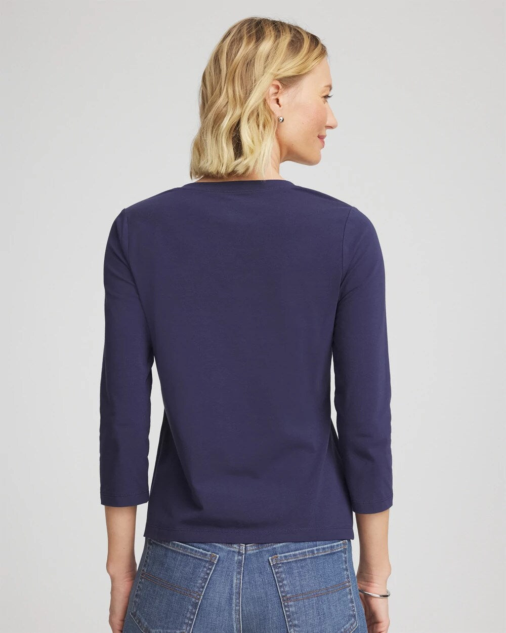 Chico's 3/4 Sleeve Perfect Tee PASSPORT BLUE