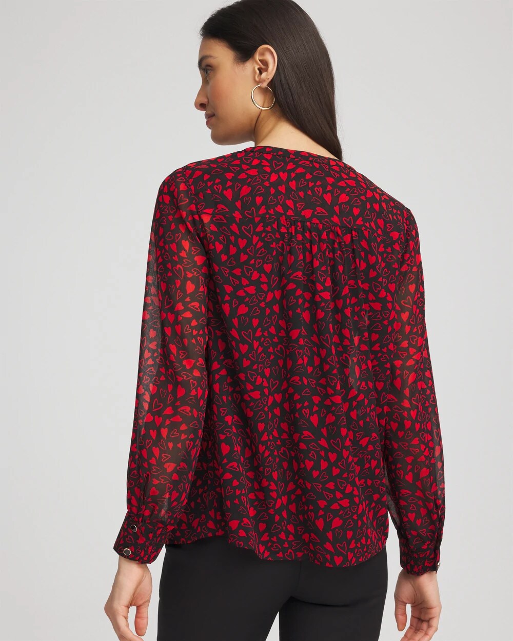 Chico's Lover Girl Georgette Blouse LOVE LETTER RED