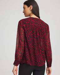 Chico's Lover Girl Georgette Blouse LOVE LETTER RED