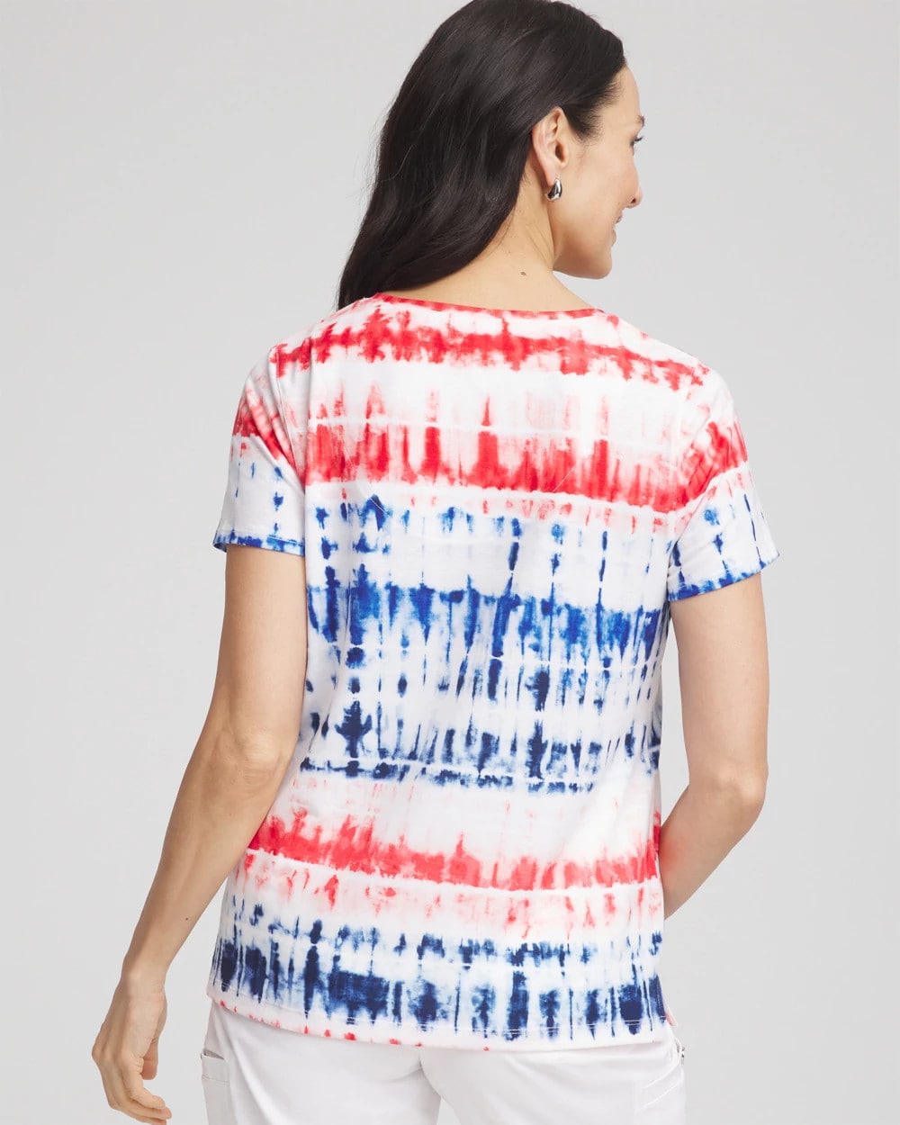 Chico's Zenergy® Americana Tie-dye V-Neck Tee RED GLOW