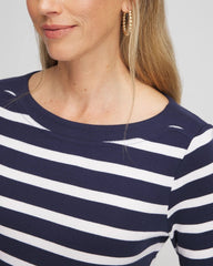 Chico's Stretch Cotton Boatneck Tunic PASSPORT BLUE
