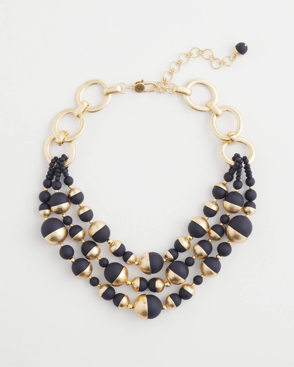 Chico's Gold & Navy Bead Necklace NAVY