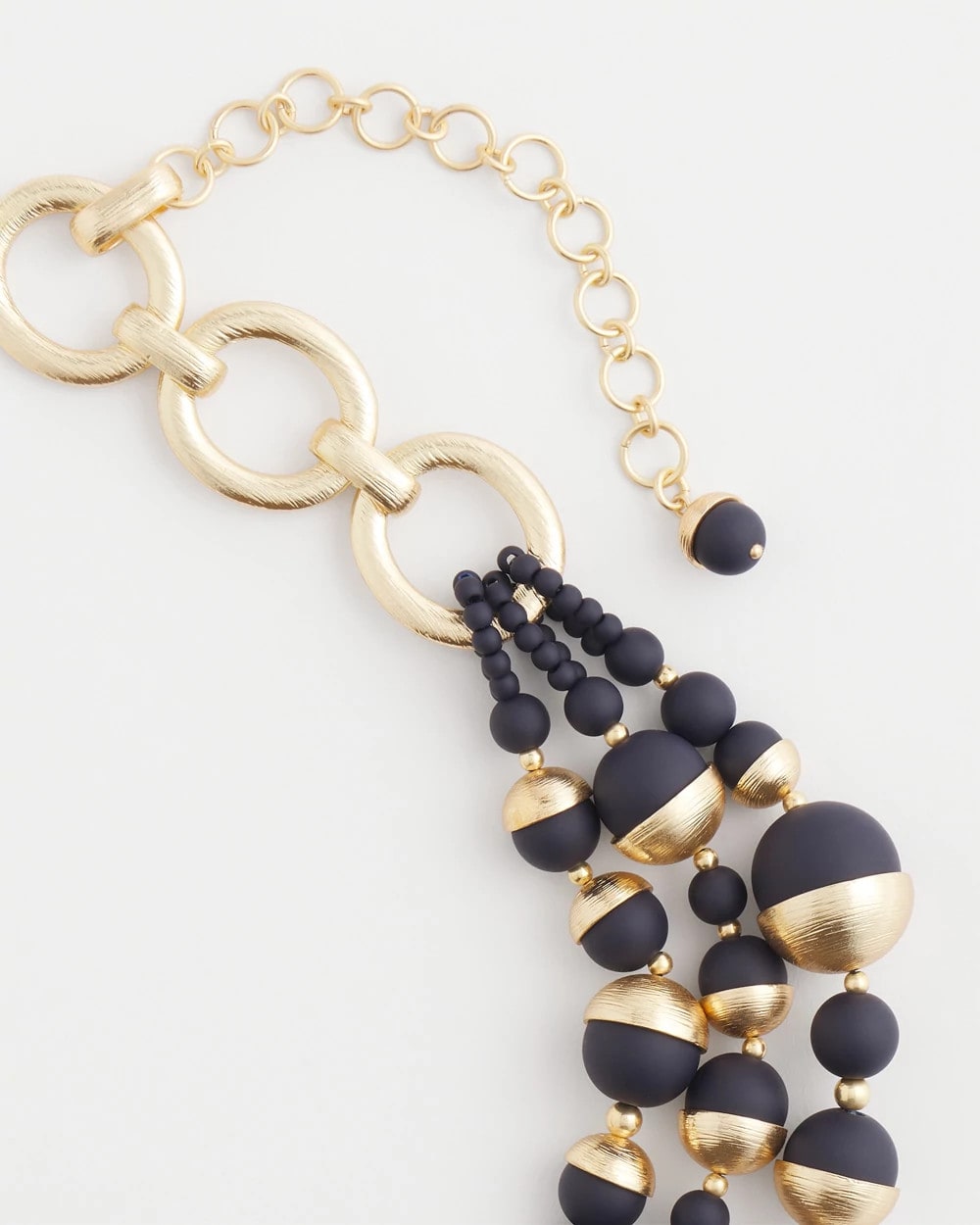 Chico's Gold & Navy Bead Necklace NAVY