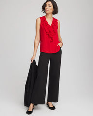 Chico's Satin Ruffle Tank CARMINE RED