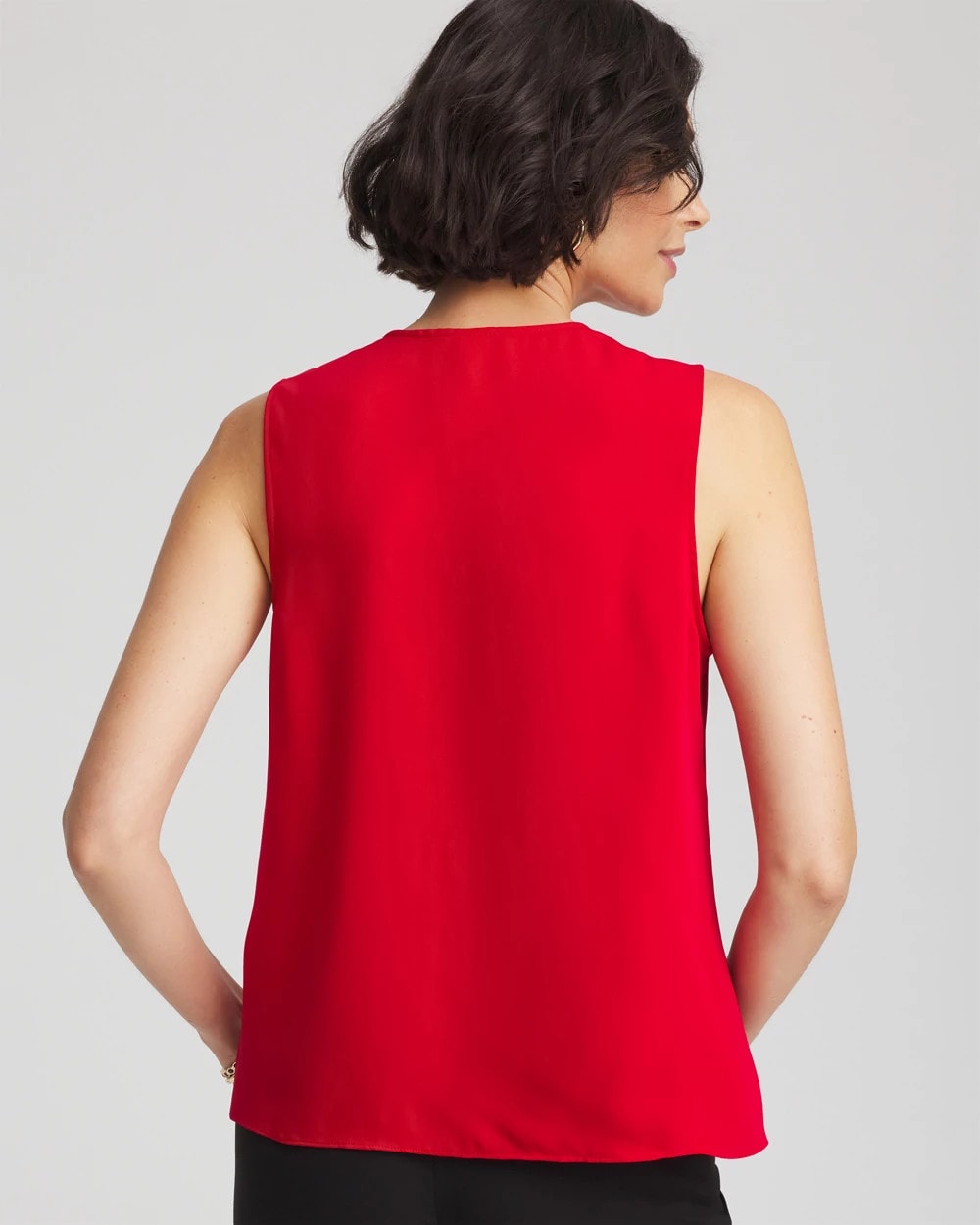 Chico's Satin Ruffle Tank CARMINE RED