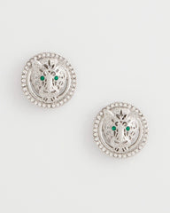 Chico's Green Eye Tiger Clip-On Earrings GREEN