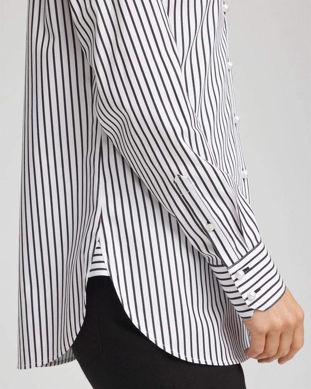 Chico's No Iron™ Lurex Striped Shirt OPTIC WHITE