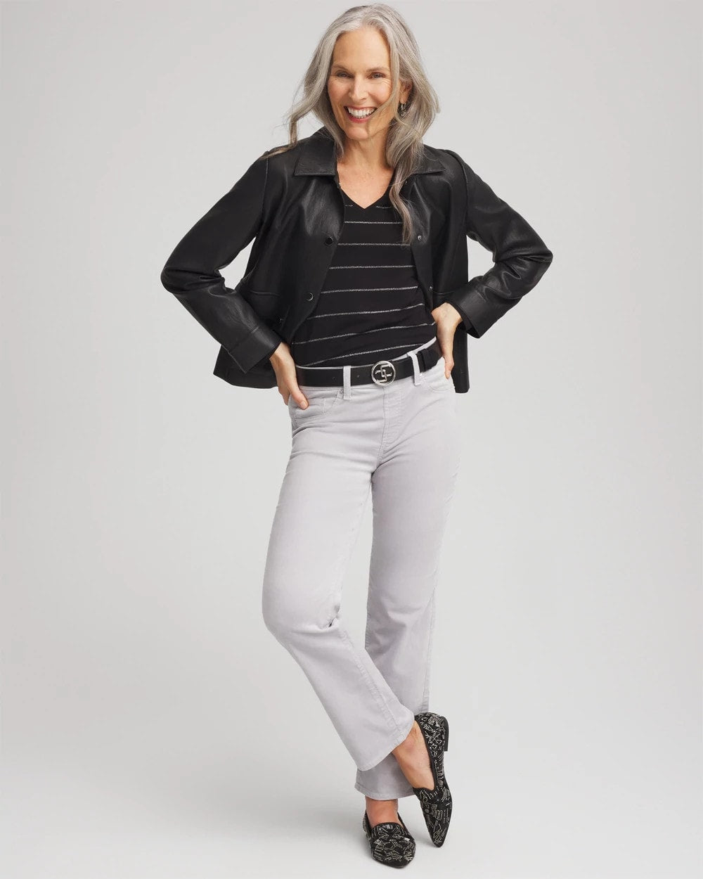 Chico's Touch of Cool™ Lurex Layering Tee BLACK
