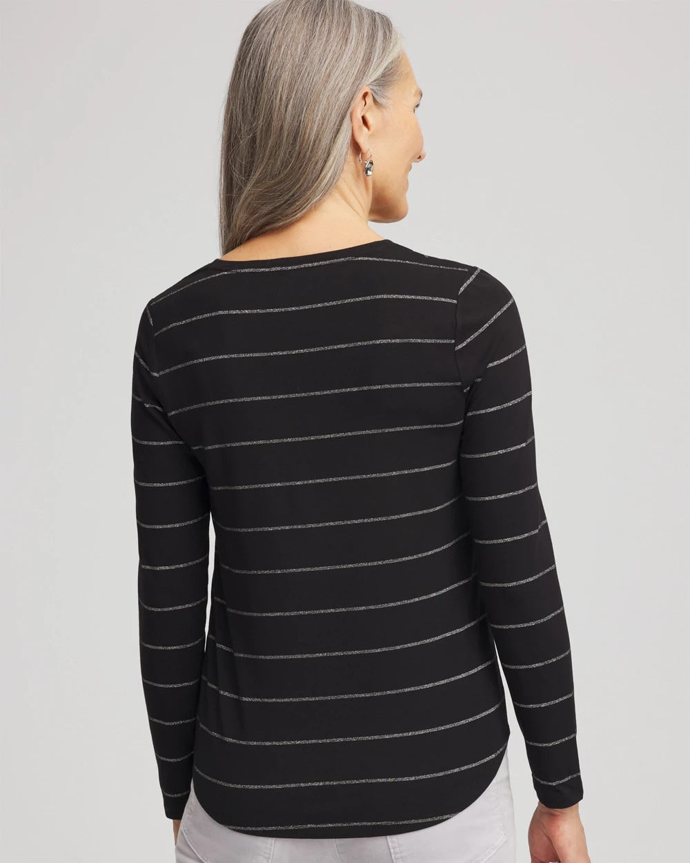 Chico's Touch of Cool™ Lurex Layering Tee BLACK