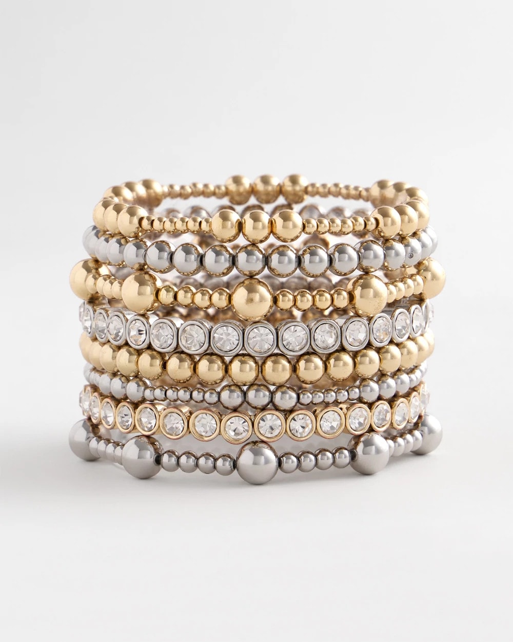 Chico's Silver-tone Medium Bead Stretch Bracelet SILVER