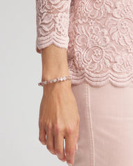 Chico's Quartz & Rhodonite Stone Silvertone Round Stretch SIESTA ROSE