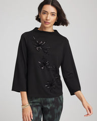 Chico's Embellished Structured Top BLACK