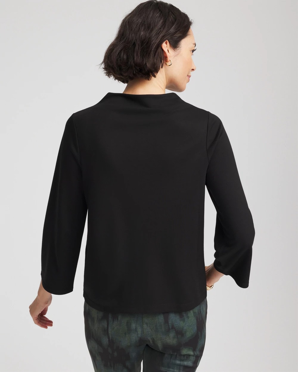 Chico's Embellished Structured Top BLACK