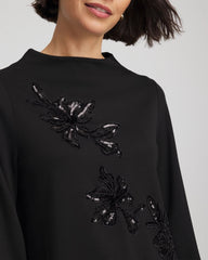 Chico's Embellished Structured Top BLACK