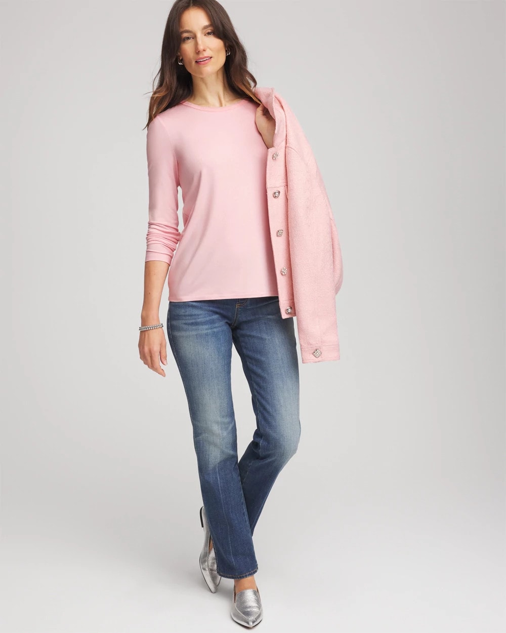 Chico's Mesh-Trim Touch of Cool™ Layering Tee BLUSHED