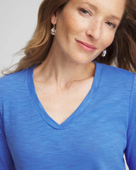 Chico's Slub 3/4 Sleeve Tee BLUE PEARL