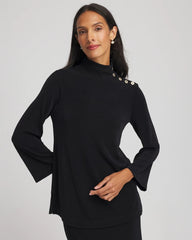 Chico's Travelers™ Button Mockneck Top TRAVELERS BLACK