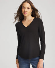 Chico's Touch of Cool™ V-Neck Layering Tee BLACK