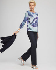 Chico's Pima Button Sleeve Tee PURPLE ELIXIR
